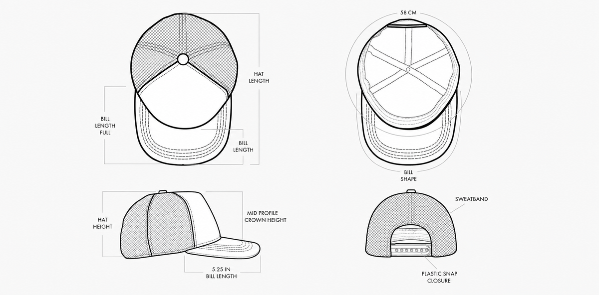 Low, mid and high crown performance hats