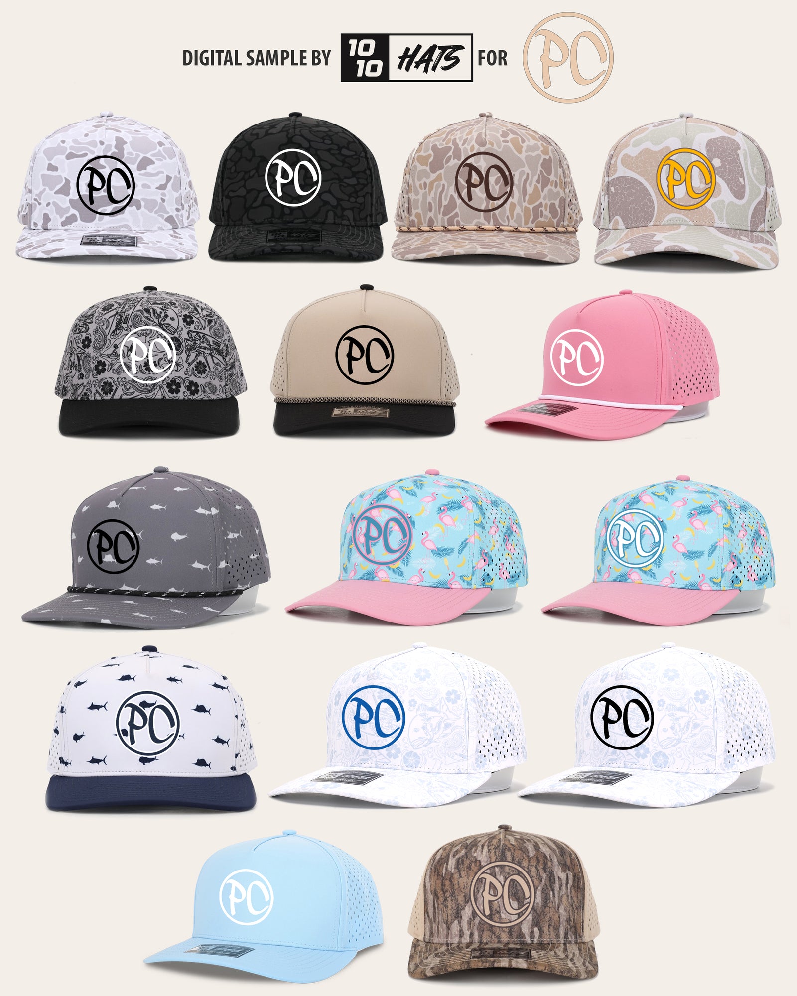 Low, mid and high crown performance hats